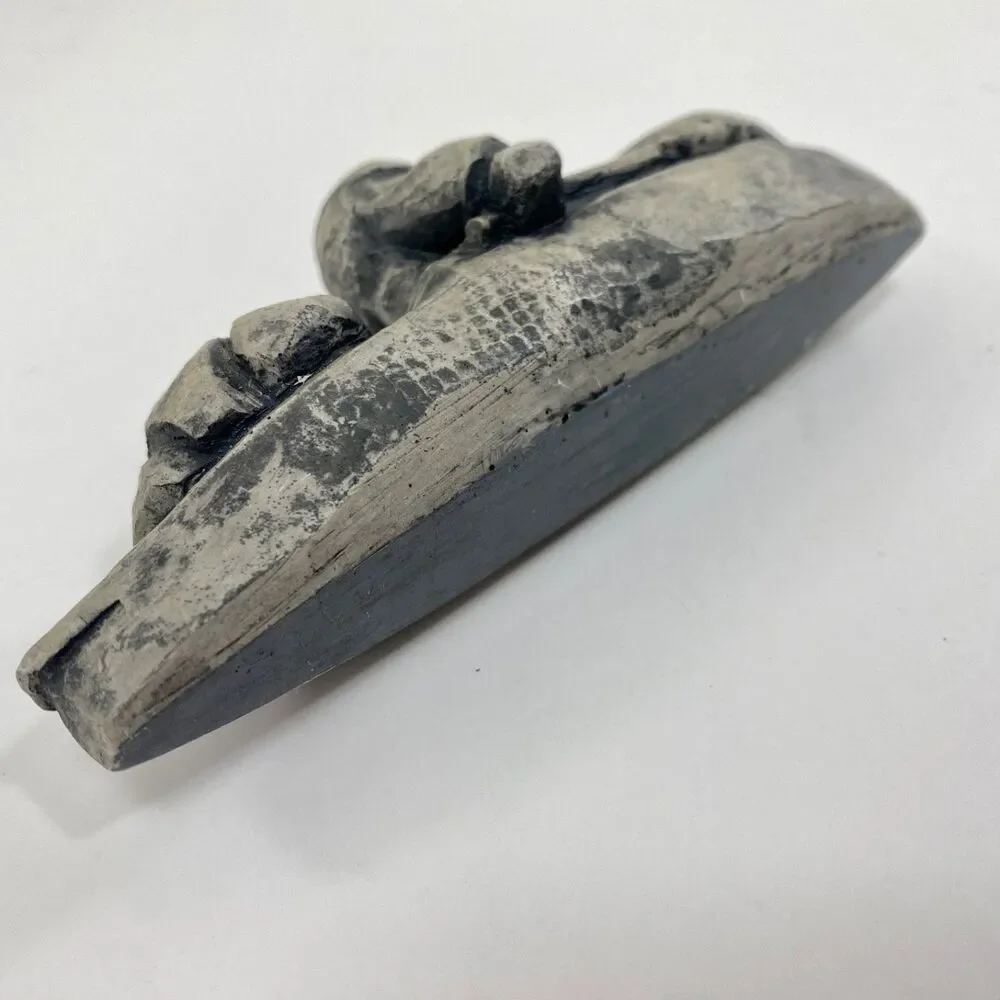 Alaskan Hand Carved Soapstone Inuit Kayak Seal Hunter & Small Wood Sculpture